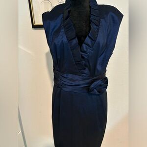 Jessica Howard blue cocktail dress with ruffle detail  #glamour